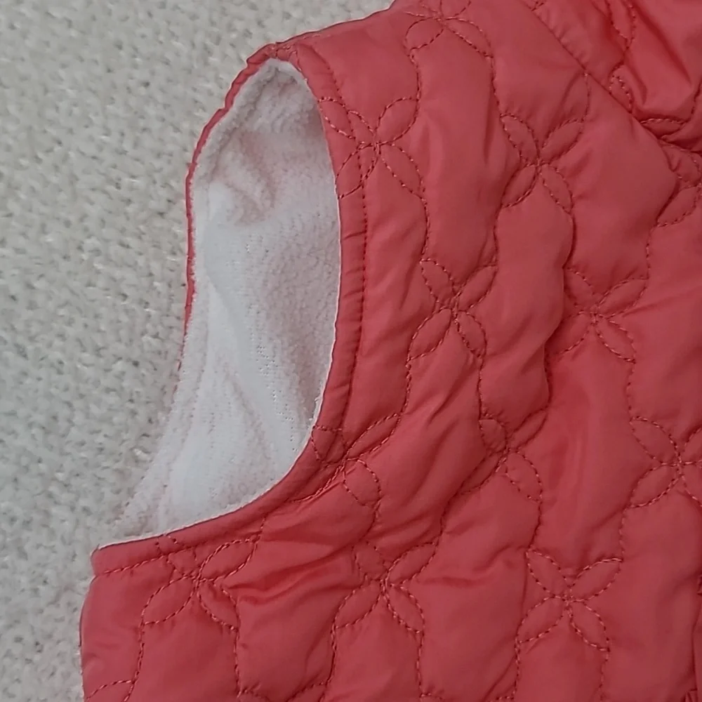 Gymboree Girl's Zip Up Hooded Fleece Lined Quilted Puffer Vest Jacket Pink/Cream